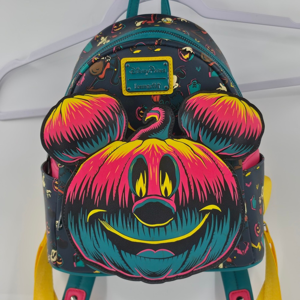 Disney Parks Loungefly Mickey Mouse Glow in the Dark Halloween Mini Backpack